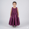 Royal Plum Smocked Satin Party Dress