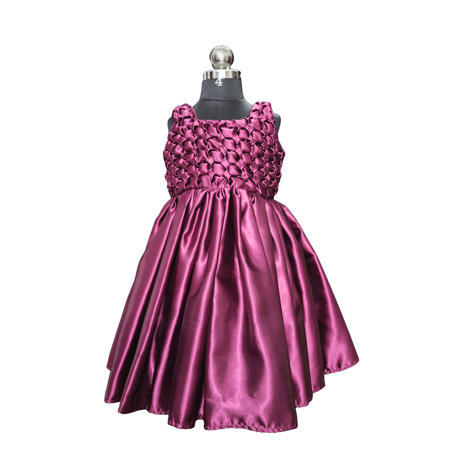 Royal Plum Smocked Satin Party Dress