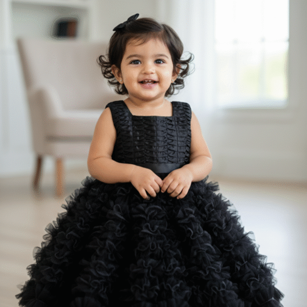 Midnight Velvet Ruffle Ballgown