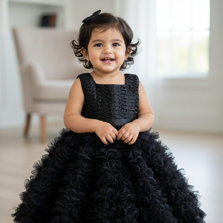 Midnight Velvet Ruffle Ballgown