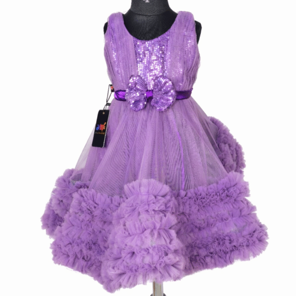 Lavender Sequin Shimmer & Ruffle Gala Frock