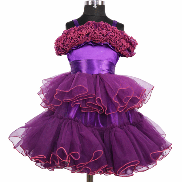 Regal Plum Rosette Tiered Ballgown