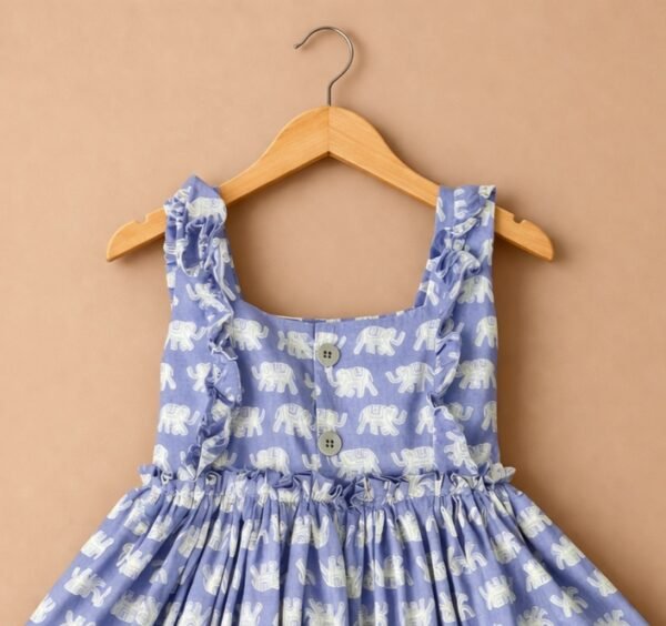 Sweet Lavender Elephant Print Ruffle Frock