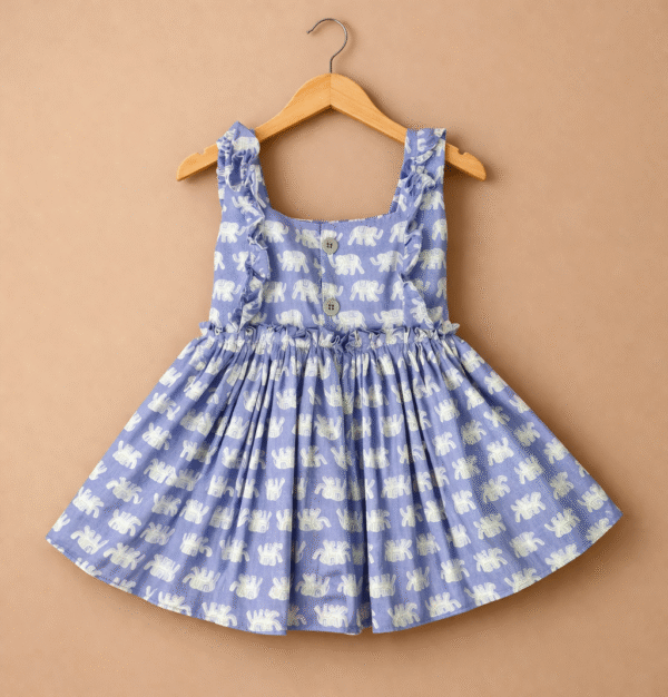 Sweet Lavender Elephant Print Ruffle Frock