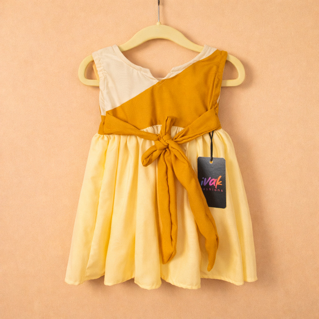 Little Sunflower Color-Block Cotton Frock