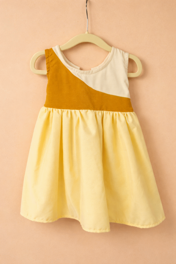 Little Sunflower Color-Block Cotton Frock